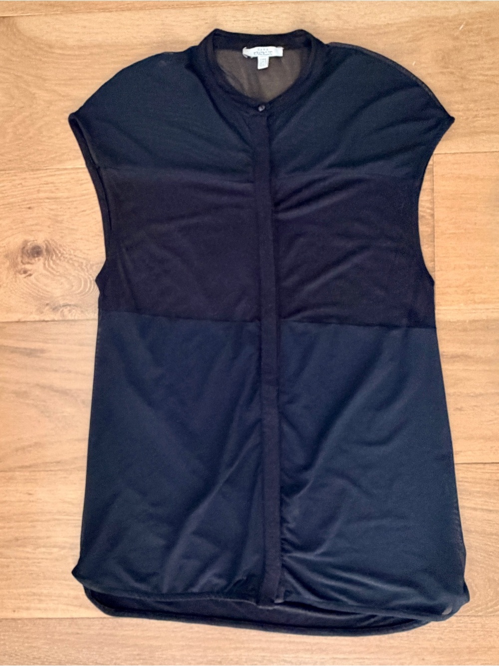 Zara TRF Sheer Mesh Sleeveless Top Button Down Black Sexy Club Y2K Goth Medium